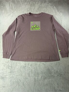 Fabletics Plum Long-Sleeve Tee with Lime CAMP Graphic